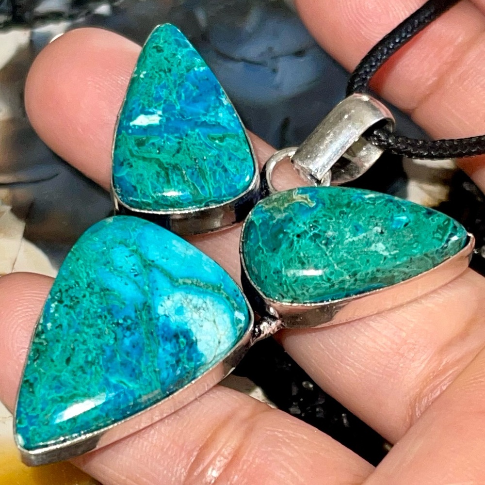Phoenix Stone Chrysocollite Pendant 2 1/4”